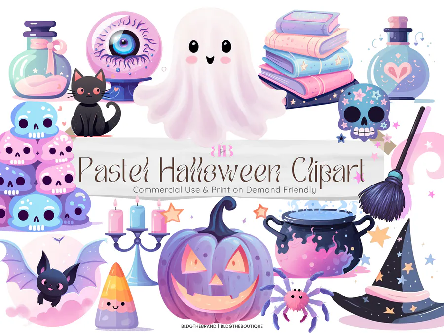 27 Cute Pastel Halloween PNG Sublimation preview for kawaii Halloween sublimation PNG