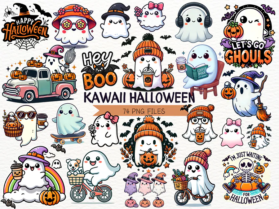 Kawaii Halloween Sublimation Bundle preview for kawaii Halloween sublimation PNG