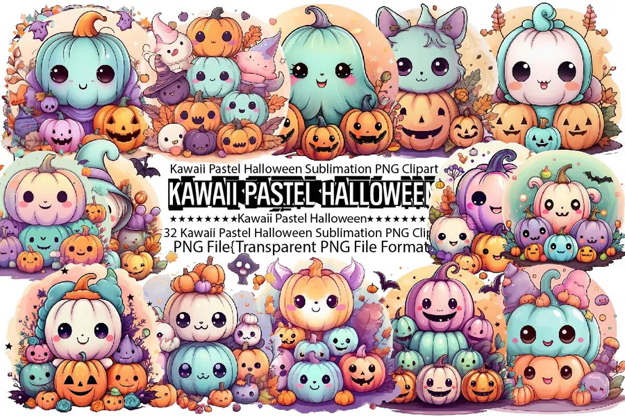 Kawaii Pastel Halloween Sublimation preview for kawaii Halloween sublimation PNG
