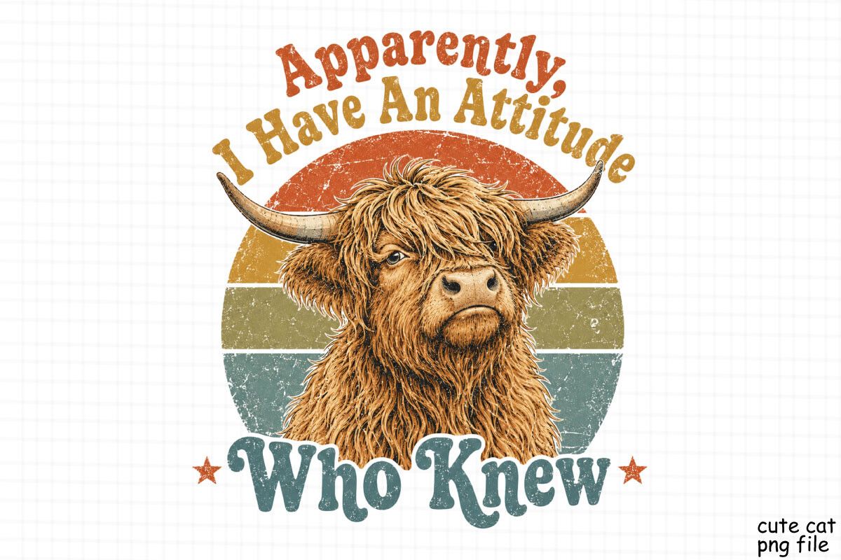Sarcastic Highland Cow Sublimation PNG preview for craft projects