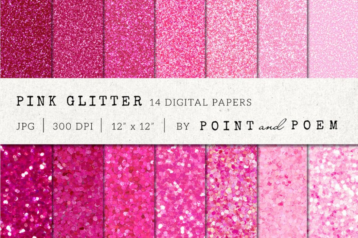 Pink Glitter Digital Paper preview for craft projects