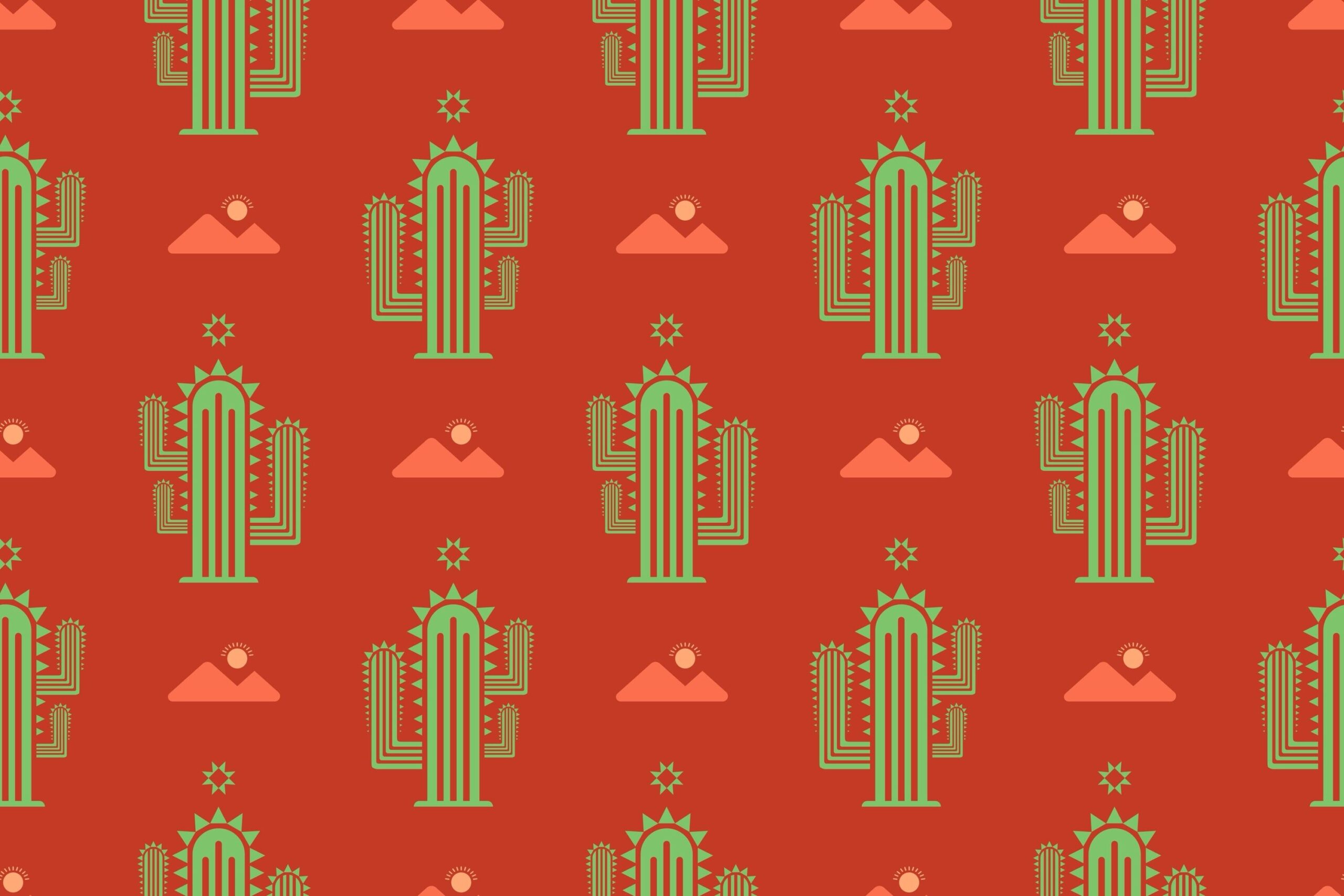 Desert Cactus Seamless Pattern preview for craft projects