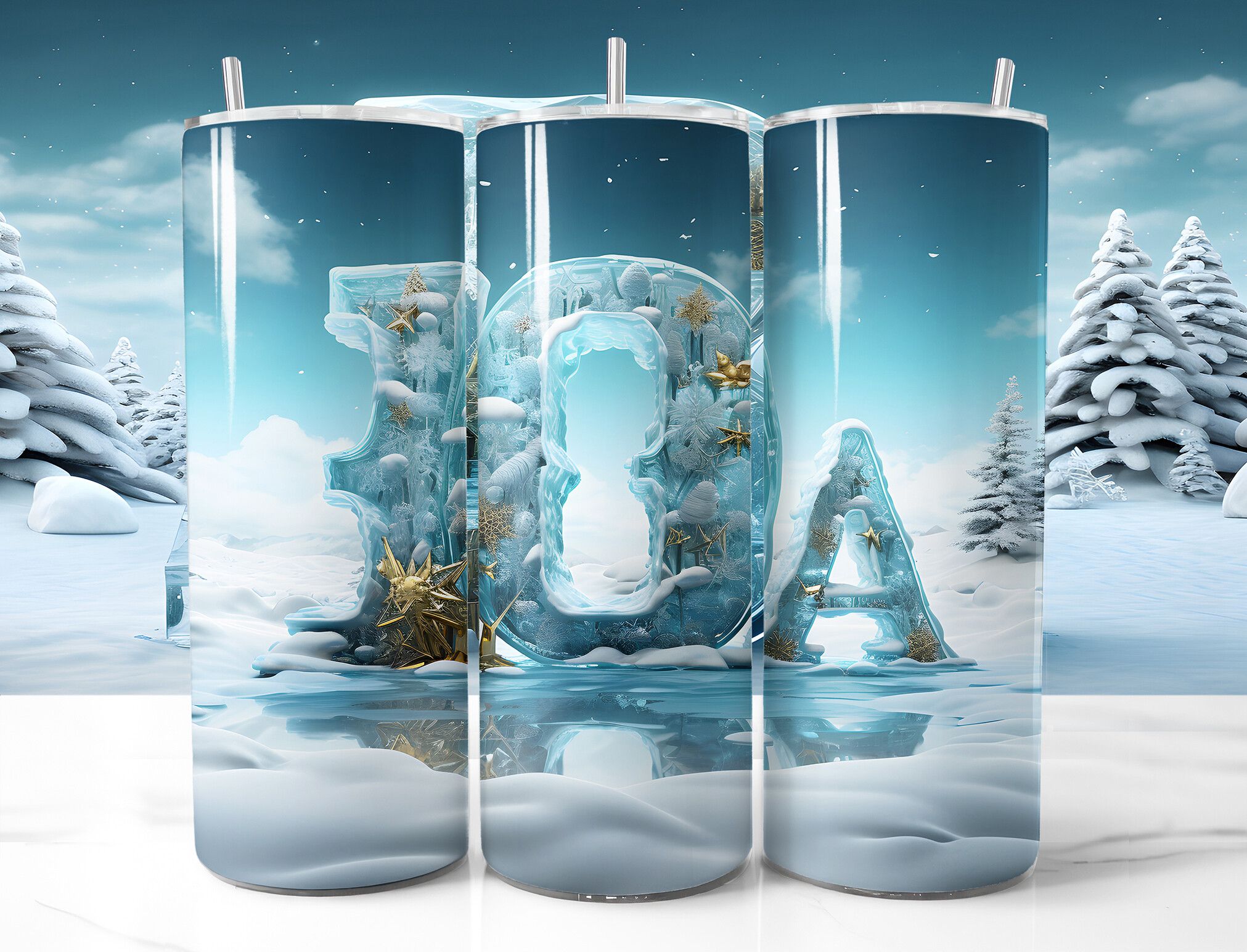 Ice Cubed Delight 20oz Png Tumbler Wrap preview for craft projects