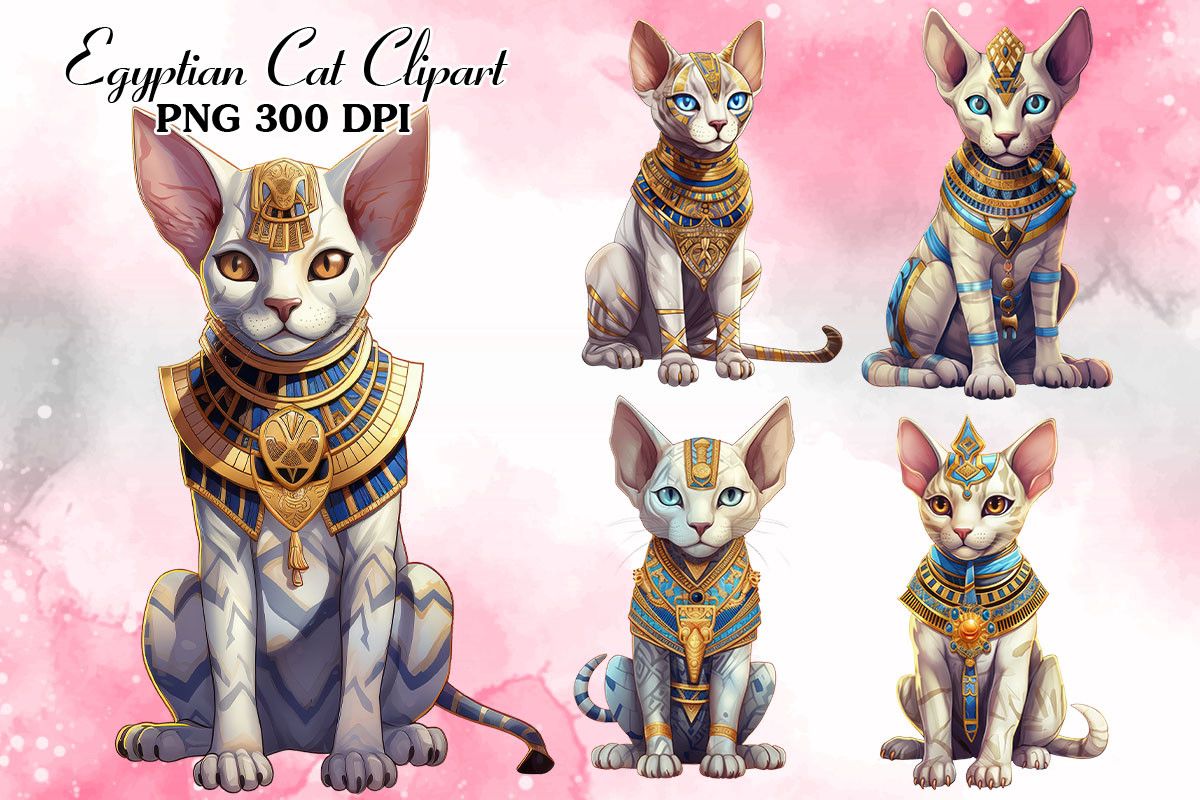 Egyptian Cat Sublimation Clipart Bundle preview for craft projects