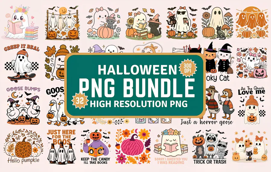Halloween PNG Bundle — Sublimation PNGs preview for retro Halloween sublimation PNG