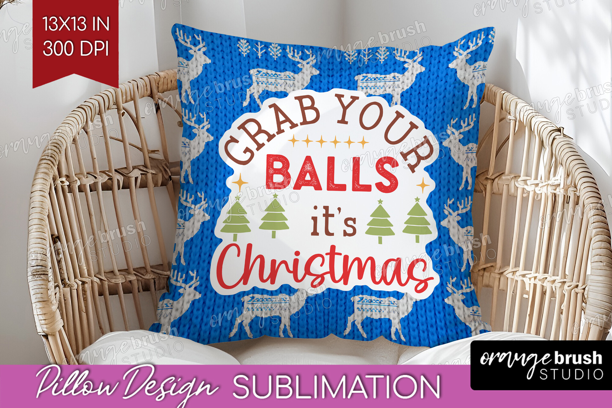 Funny Christmas Quote Pillow Cover PNG preview for craft projects