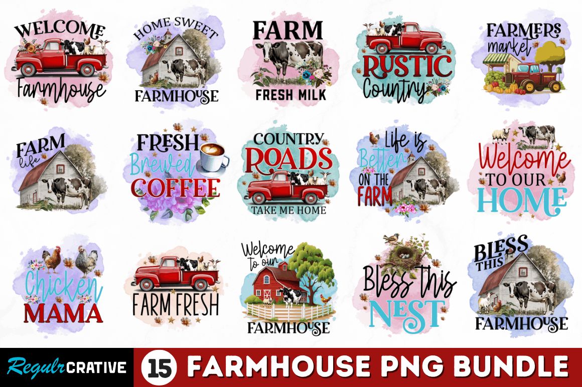 Farmhouse Sublimation Bundle preview for craft projects