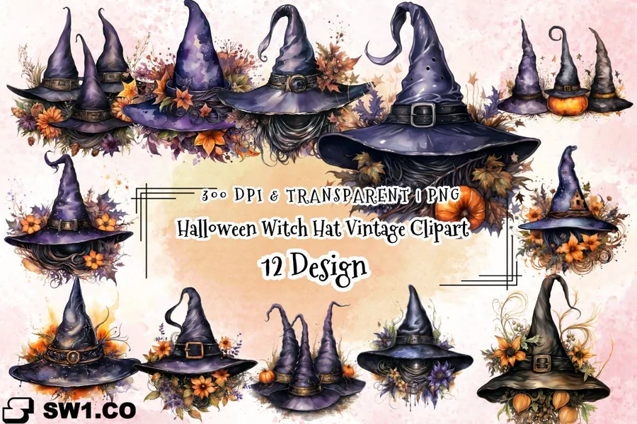 Halloween Witch Hat Vintage Sublimation preview for Halloween witch sublimation PNG