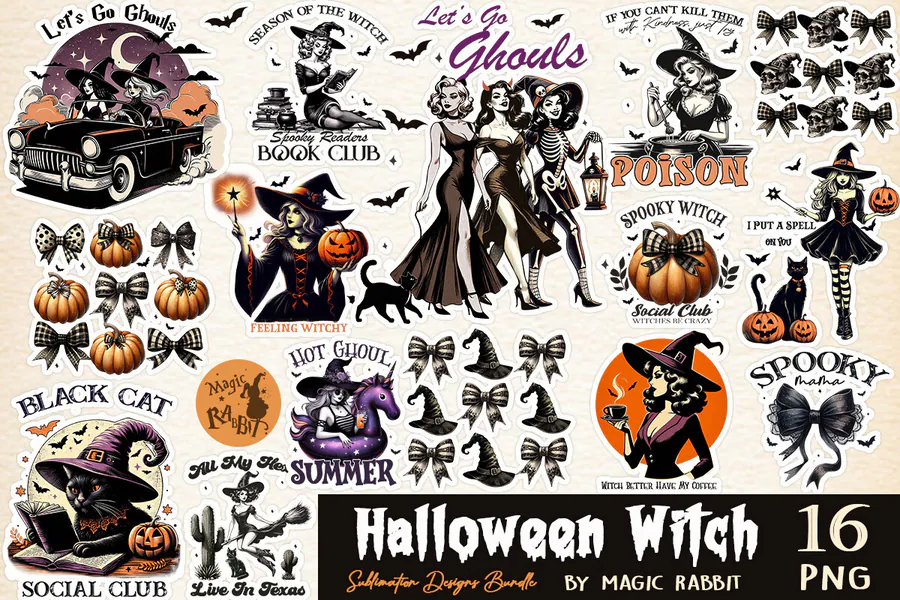 Halloween Witch Bundle Sublimation preview for Halloween witch sublimation PNG