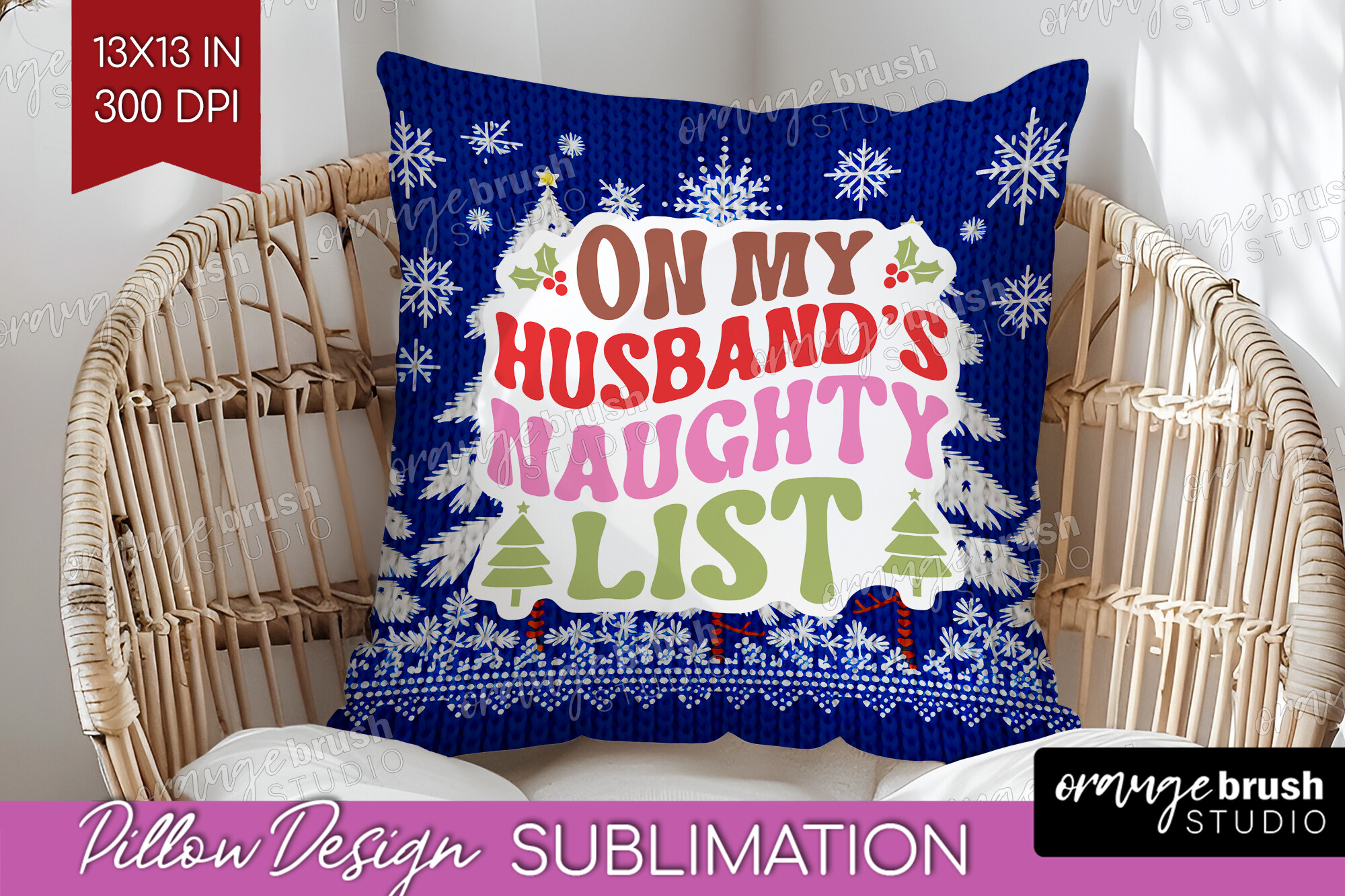Funny Christmas Quote Pillow Cover PNG preview for craft projects