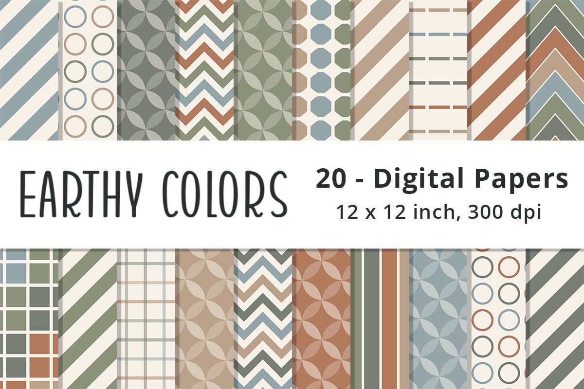 Earth Tones Digital Paper Backgrounds preview for craft projects