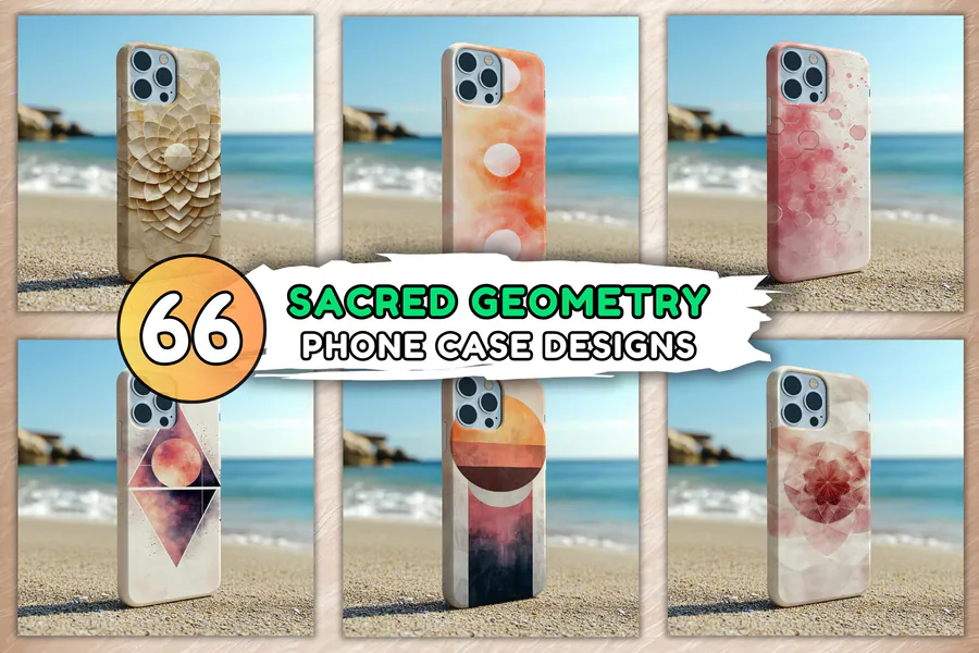 66-Design Sacred Geometry Phone Case Set preview for boho phone case sublimation ideas