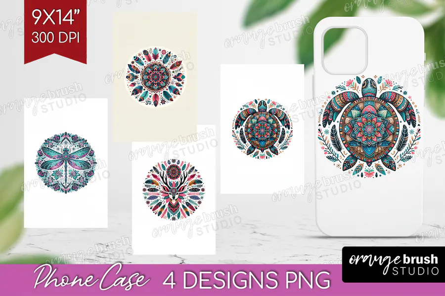 Cool-Tone Animal Mandala Phone Case Set preview for boho phone case sublimation ideas