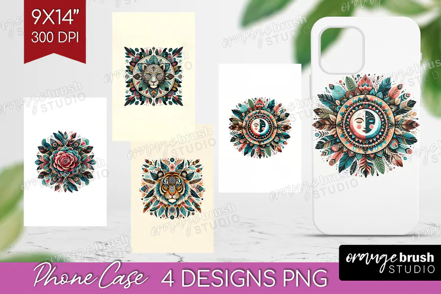 Woodland Animal Mandala Phone Case Set preview for boho phone case sublimation ideas