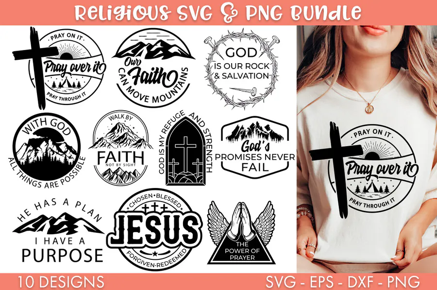 Faith SVG Bundle PNG preview for christian shirt svg