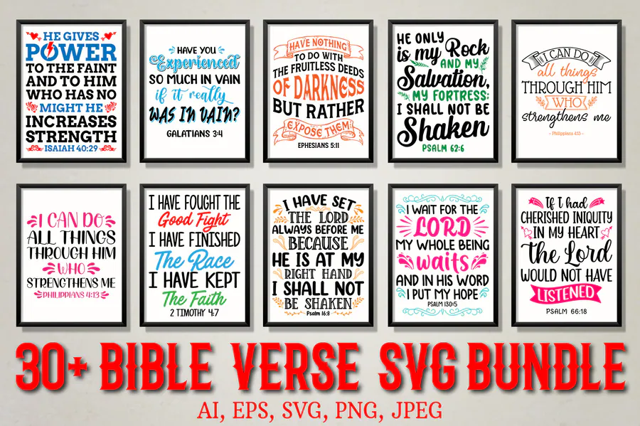 Bible Verse SVG Bundle for Canvas Design preview for christian shirt svg