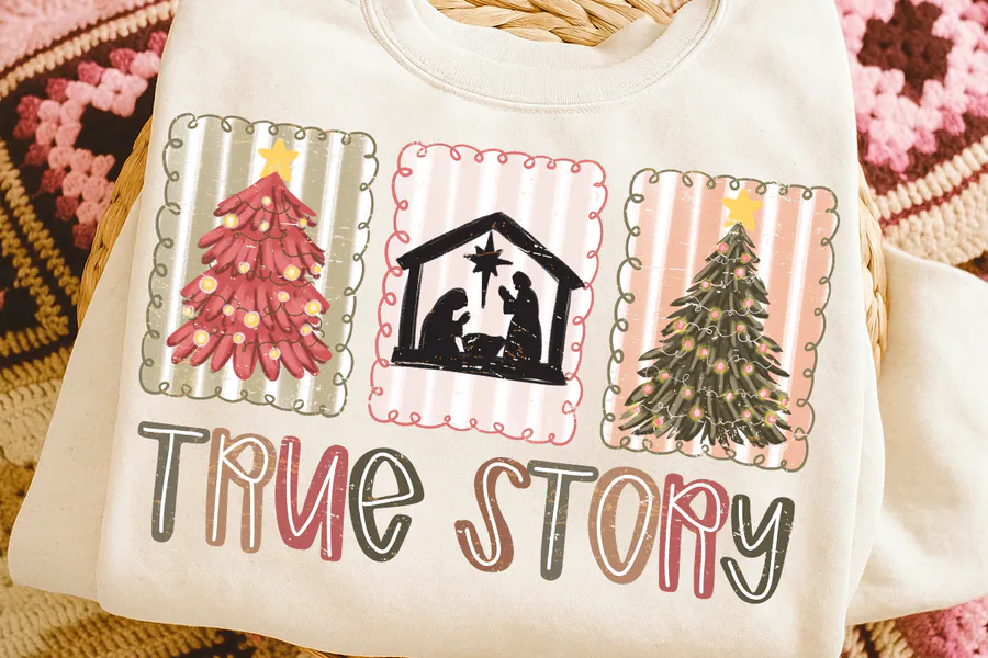 True Story PNG Christian Christmas preview for Christian nativity Christmas sublimation PNG