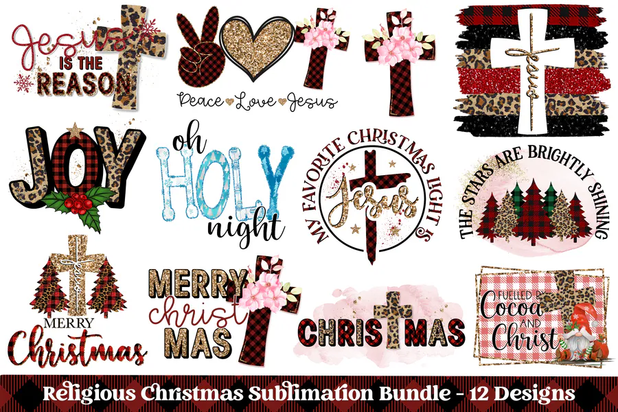 Religious Christmas Sublimation Bundle preview for Christian nativity Christmas sublimation PNG