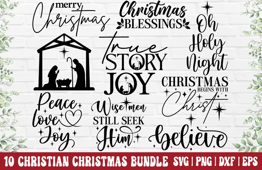 Christian Christmas SVG Christmas PNG preview for Christian nativity Christmas sublimation PNG