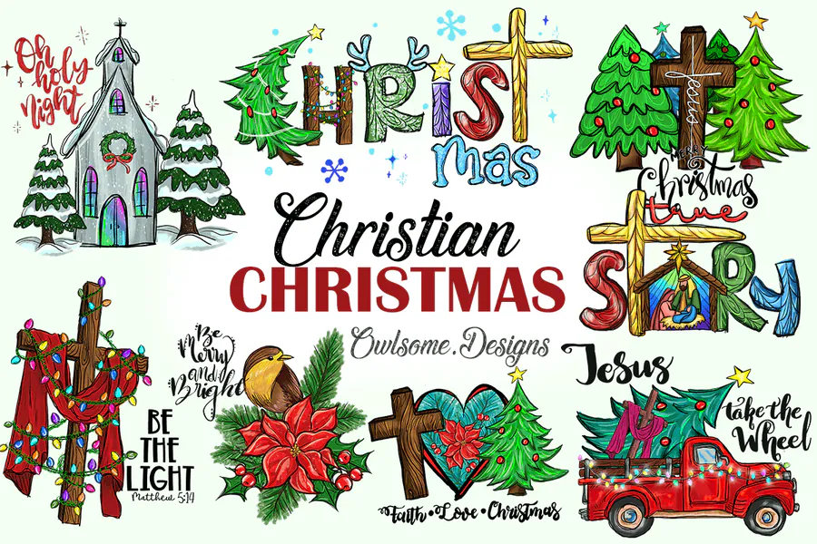 Christian Christmas Sublimation Bundle preview for Christian nativity Christmas sublimation PNG