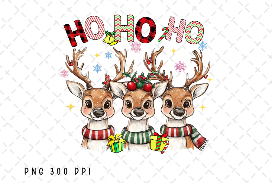 Ho Ho Ho Deer Reindeer Merry Christmas preview for Christmas reindeer sublimation PNG