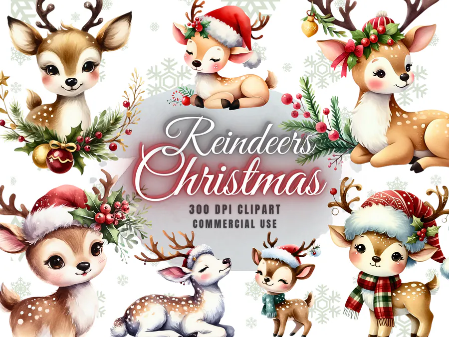Christmas Reindeer Clipart preview for Christmas reindeer sublimation PNG