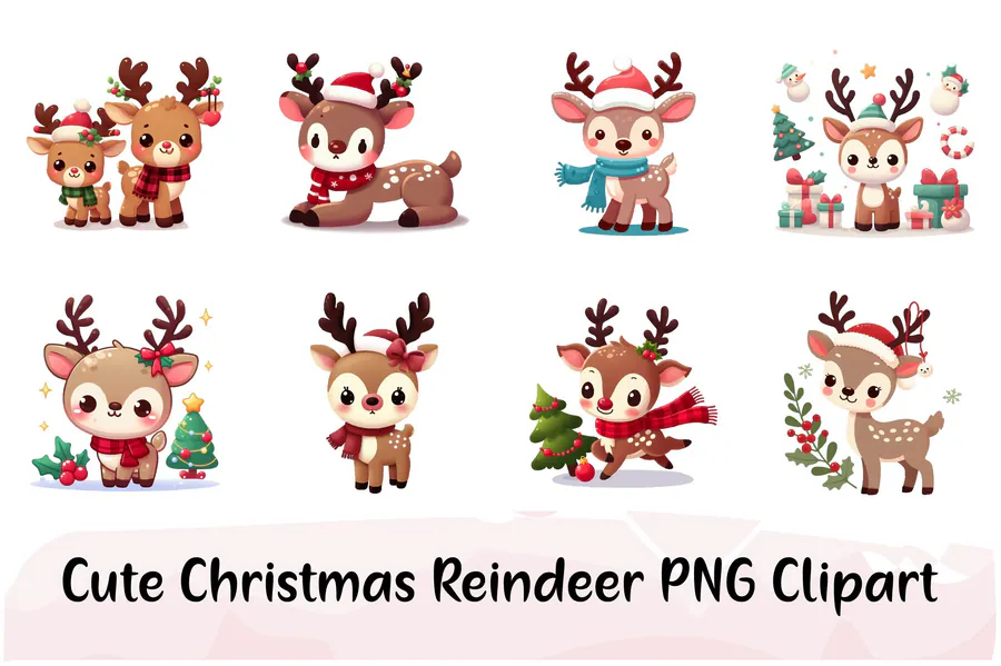 Cute Christmas Reindeer PNG Clipart preview for Christmas reindeer sublimation PNG