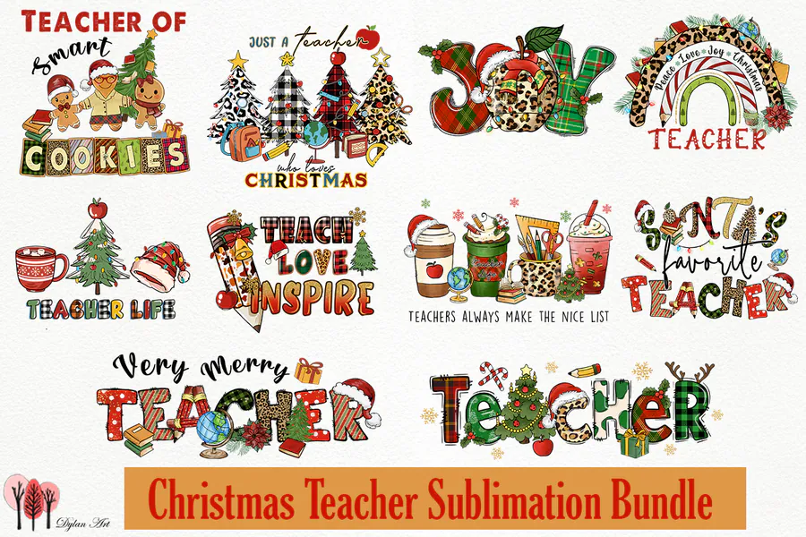 Christmas Teacher Bundle 3 preview for Christmas teacher sublimation PNG