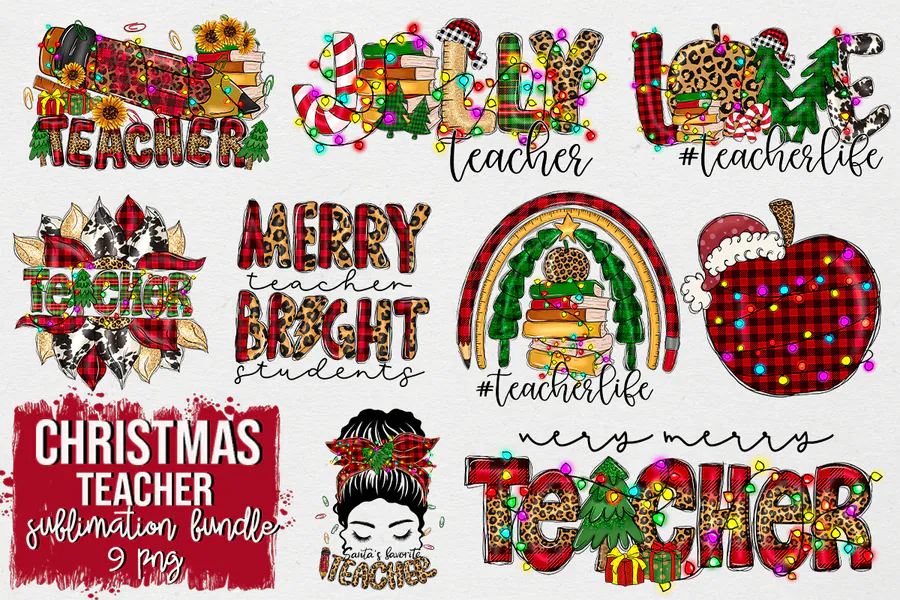 Christmas Teacher Sublimation Bundle 4 preview for Christmas teacher sublimation PNG