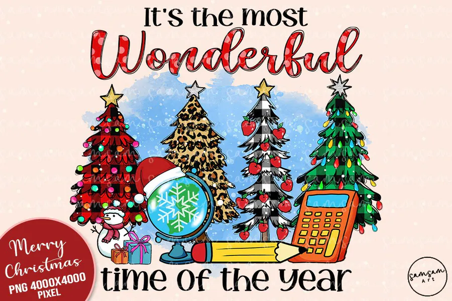 Teacher Christmas Trees Sublimation preview for Christmas teacher sublimation PNG
