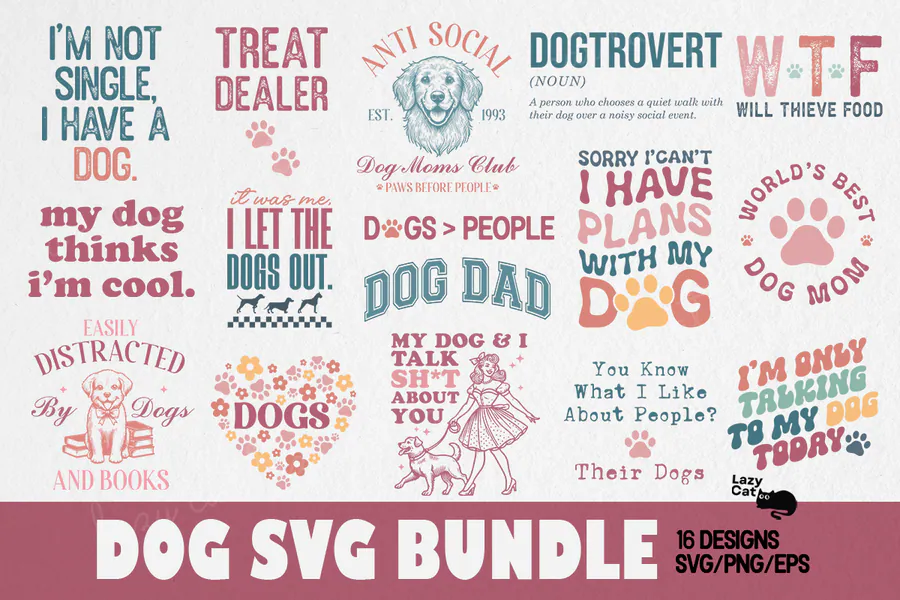 Dog SVG PNG Bundle preview for dog and cat shirt svg