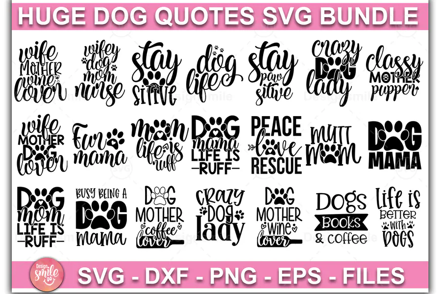 Dog Quotes Bundle preview for dog and cat shirt svg