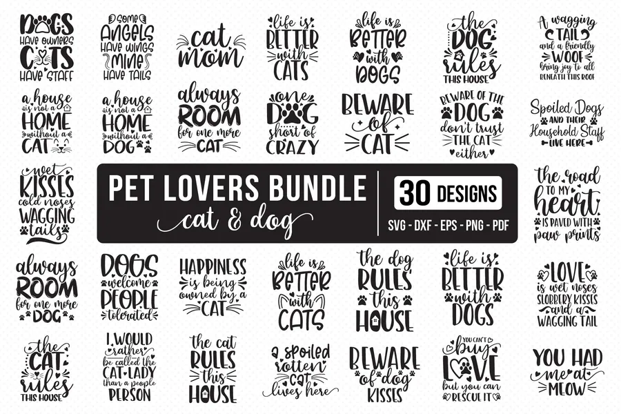 Pet Lovers SVG Bundle | Pet & Dog SVG preview for dog and cat shirt svg