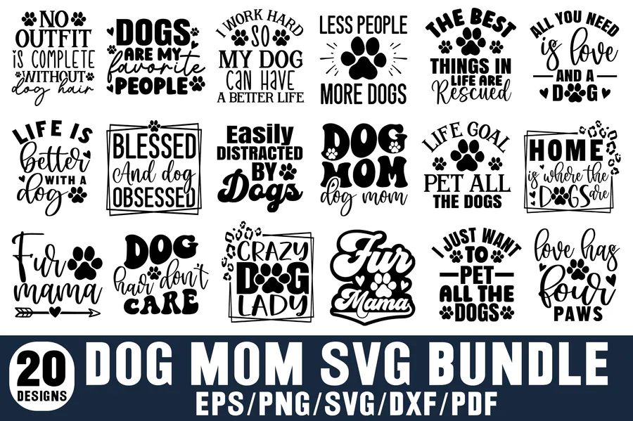 Dog Mom SVG Bundle, Dog SVG Bundle preview for dog and cat shirt svg