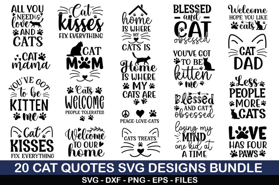 Cat Quotes SVG Bundle preview for dog and cat shirt svg