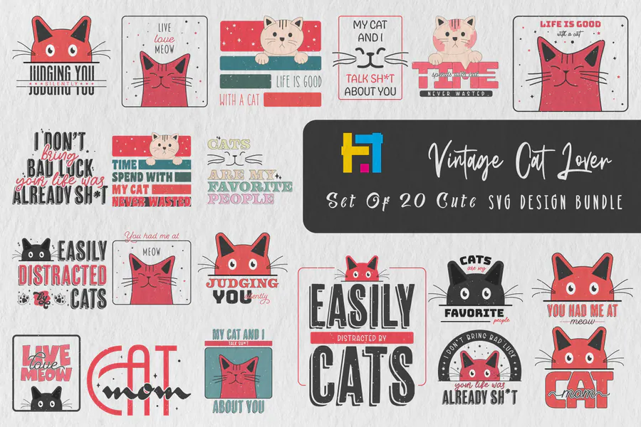 Funny Cat Quotes SVG Design Bundle preview for dog and cat shirt svg