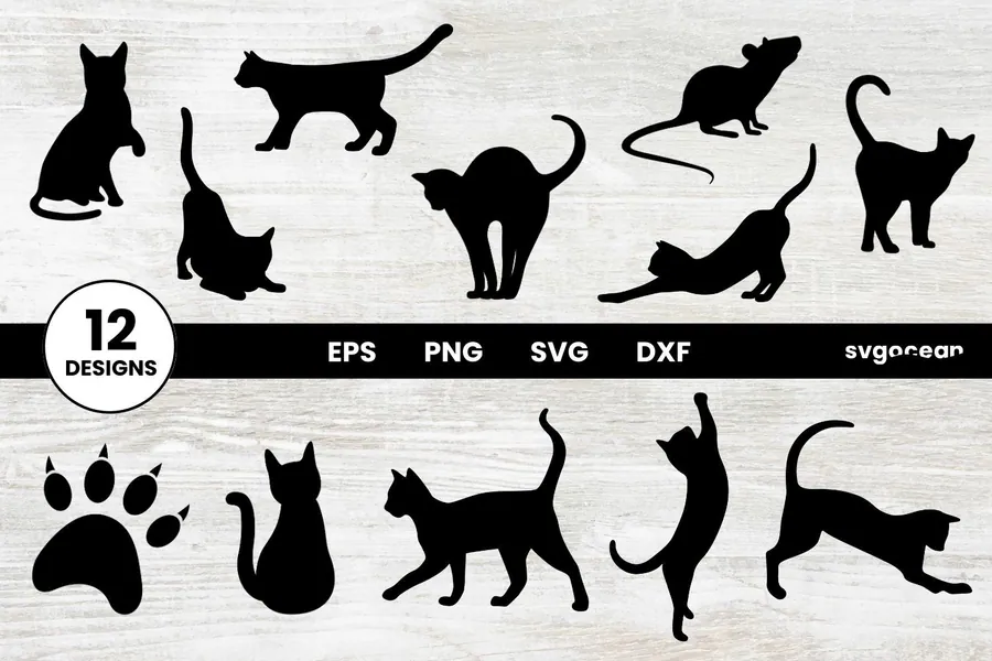Cat SVG Bundle | Clipart | Silhouette preview for dog and cat shirt svg