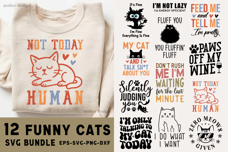 Cat SVG Bundle, Cat Mom SVG Funny T-shirt preview for dog and cat shirt svg