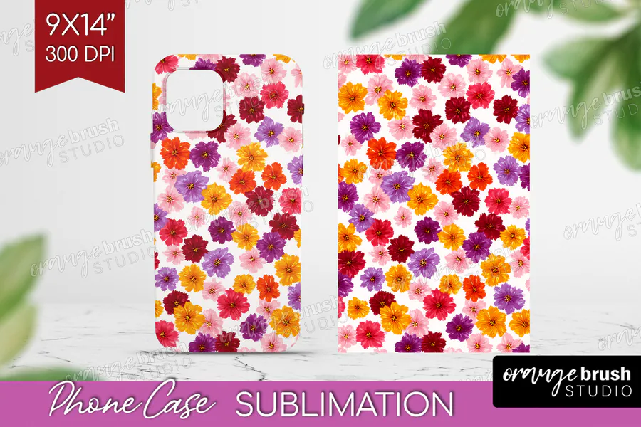 Sunset Confetti Flower Phone Case preview for floral phone case sublimation ideas