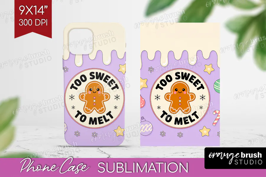 Too Sweet to Melt Gingerbread Phone Case preview for funny Christmas phone case sublimation ideas
