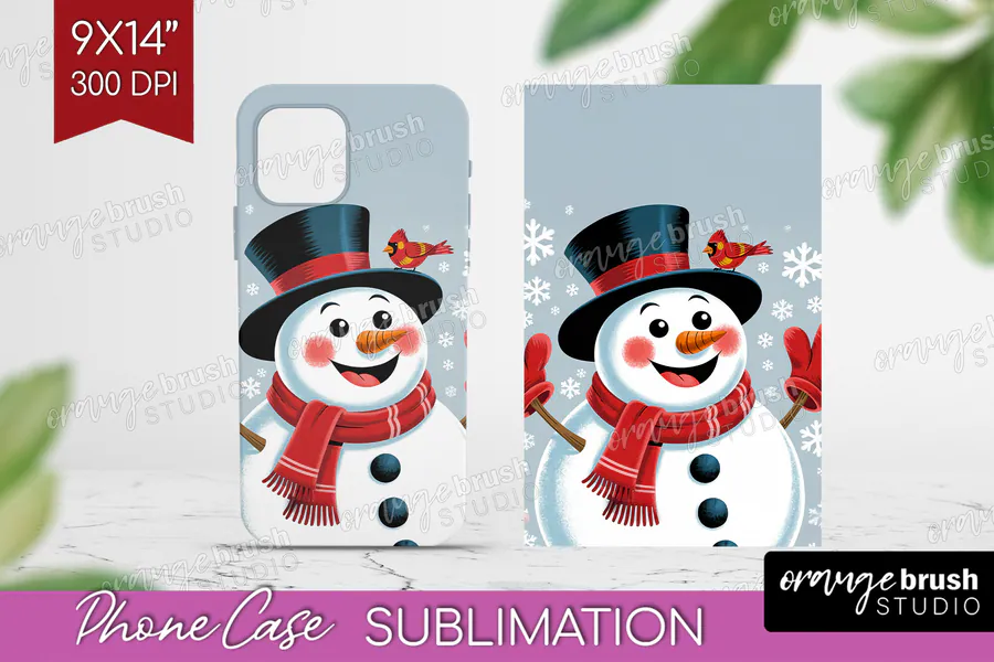 Cheerful Snowman Phone Case preview for funny Christmas phone case sublimation ideas