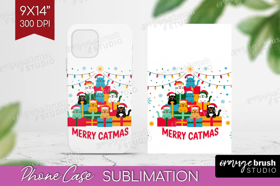 Merry Catmas Phone Case preview for funny Christmas phone case sublimation ideas
