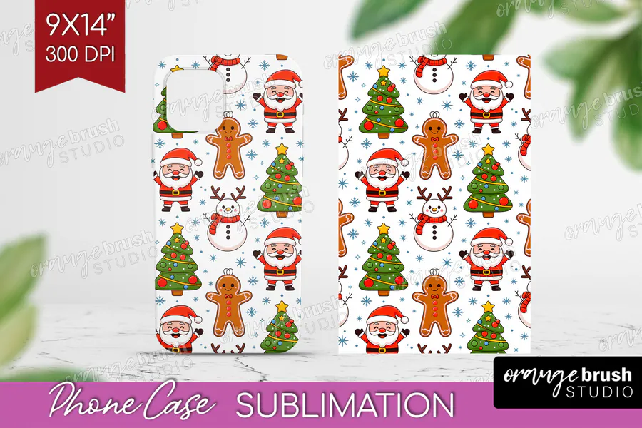Cute Santa Pattern Phone Case preview for funny Christmas phone case sublimation ideas