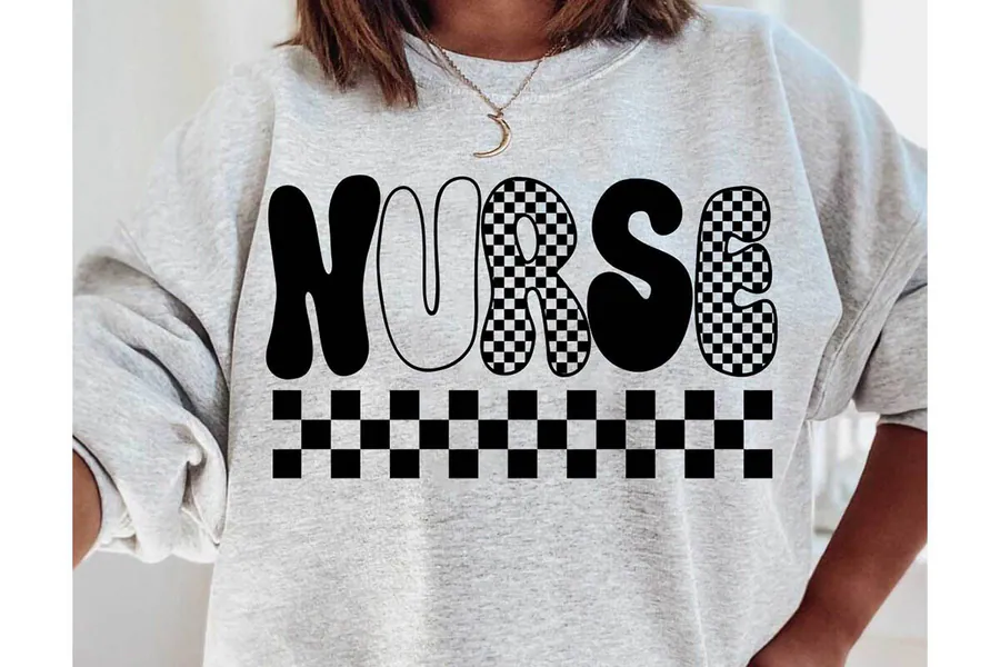 Checkered Nurse SVG PNG preview for funny nurse sublimation designs