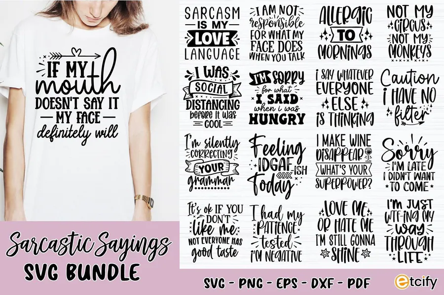 Sarcastic Sayings SVG Bundle preview for funny sarcastic shirt svg