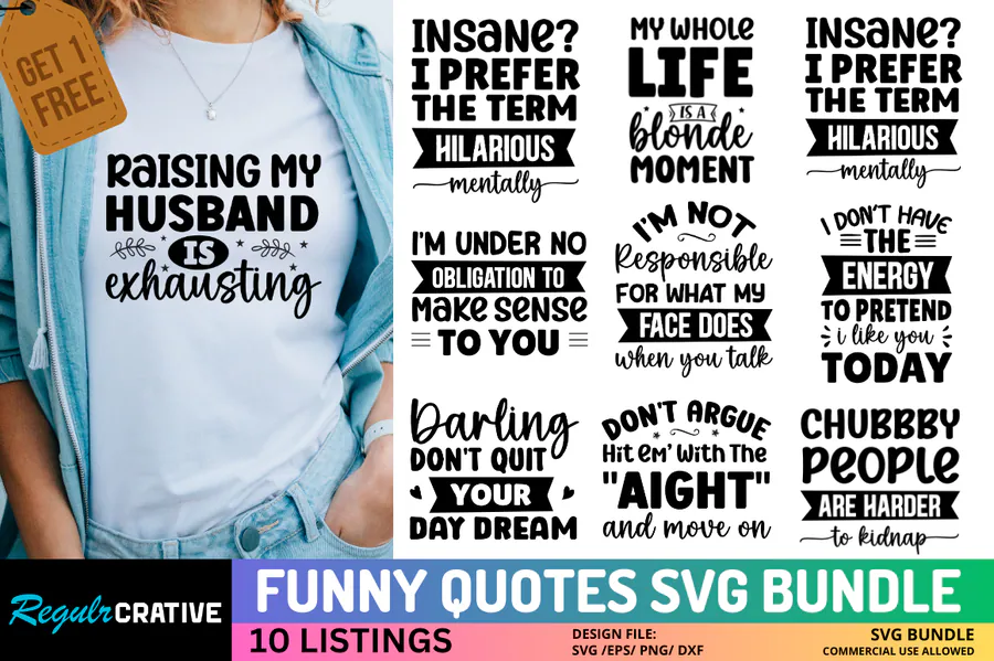 FREE Funny Quotes SVG Bundle preview for funny sarcastic shirt svg