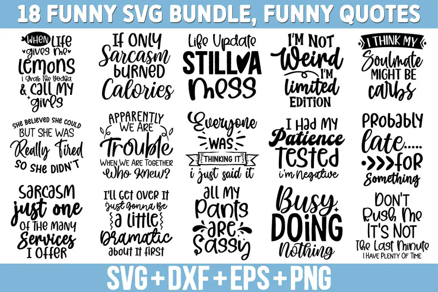 Free Funny SVG Bundle, Funny Quotes preview for funny sarcastic shirt svg