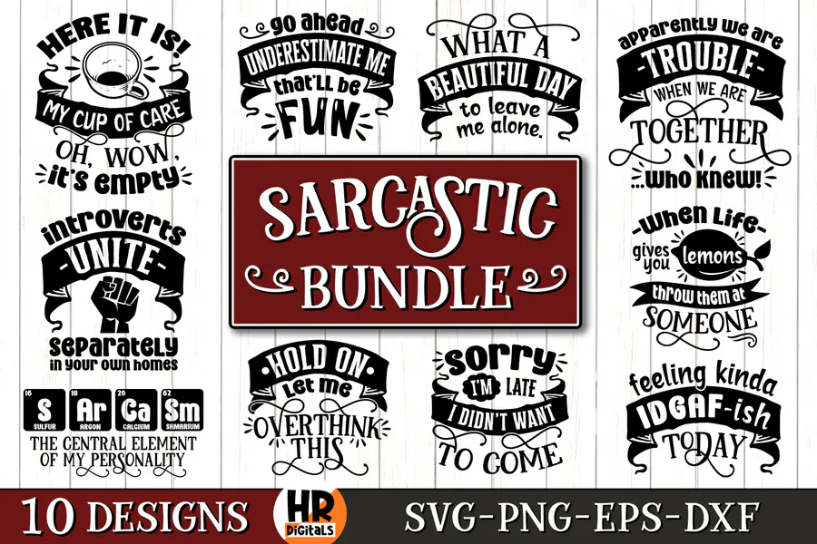 Funny Sarcastic Sayings SVG Bundle preview for funny sarcastic shirt svg