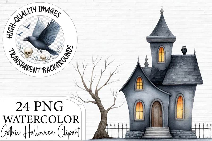 Gothic Halloween Clipart Bundle PNG preview for gothic Halloween sublimation PNG