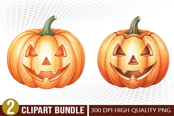 Jack O Lantern PNG Clipart Bundle preview for Halloween jack-o'-lantern sublimation PNG